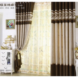 高檔歐式加厚棉麻拼接窗簾布料客廳臥室定制窗簾成品