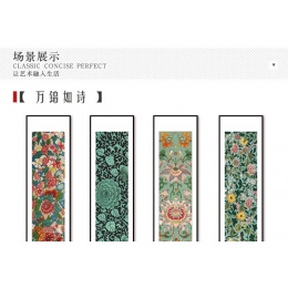 唐卡客廳花卉新中式裝飾畫餐廳簡約無框沙發(fā)背景墻畫玄關掛畫壁畫